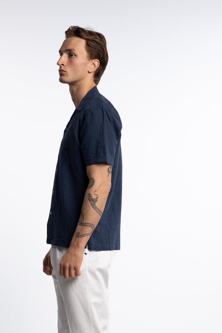 Casual Linen Blend Resort S/S Navy