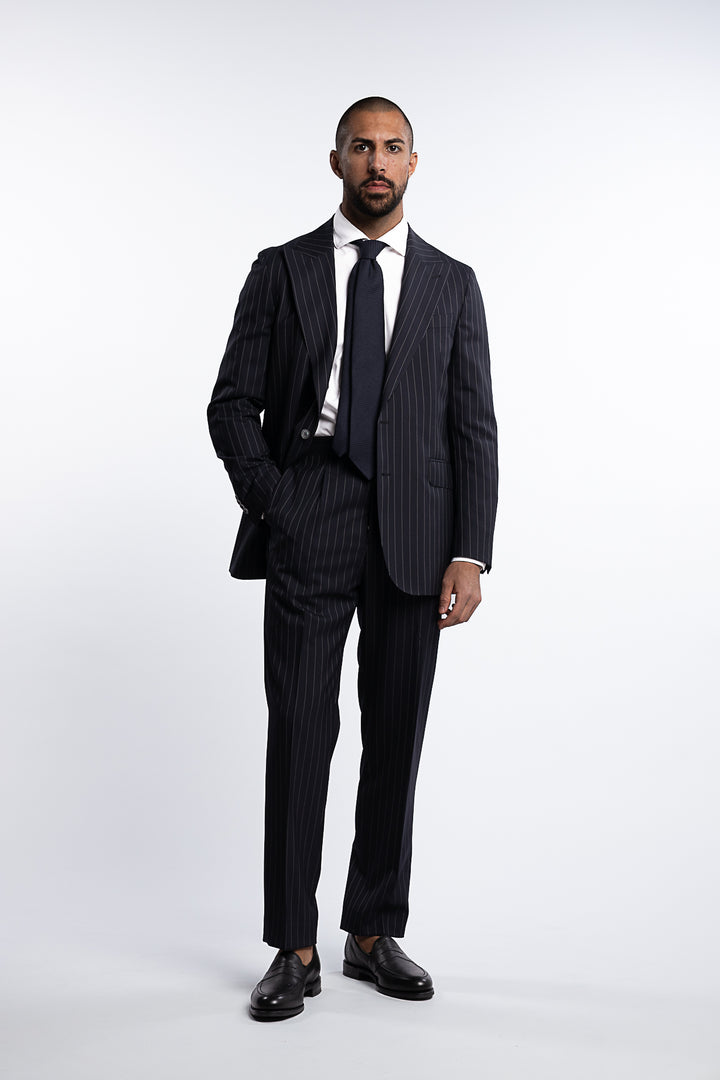 Faldo Regular Fit Wool Pinstripe Blazer Black