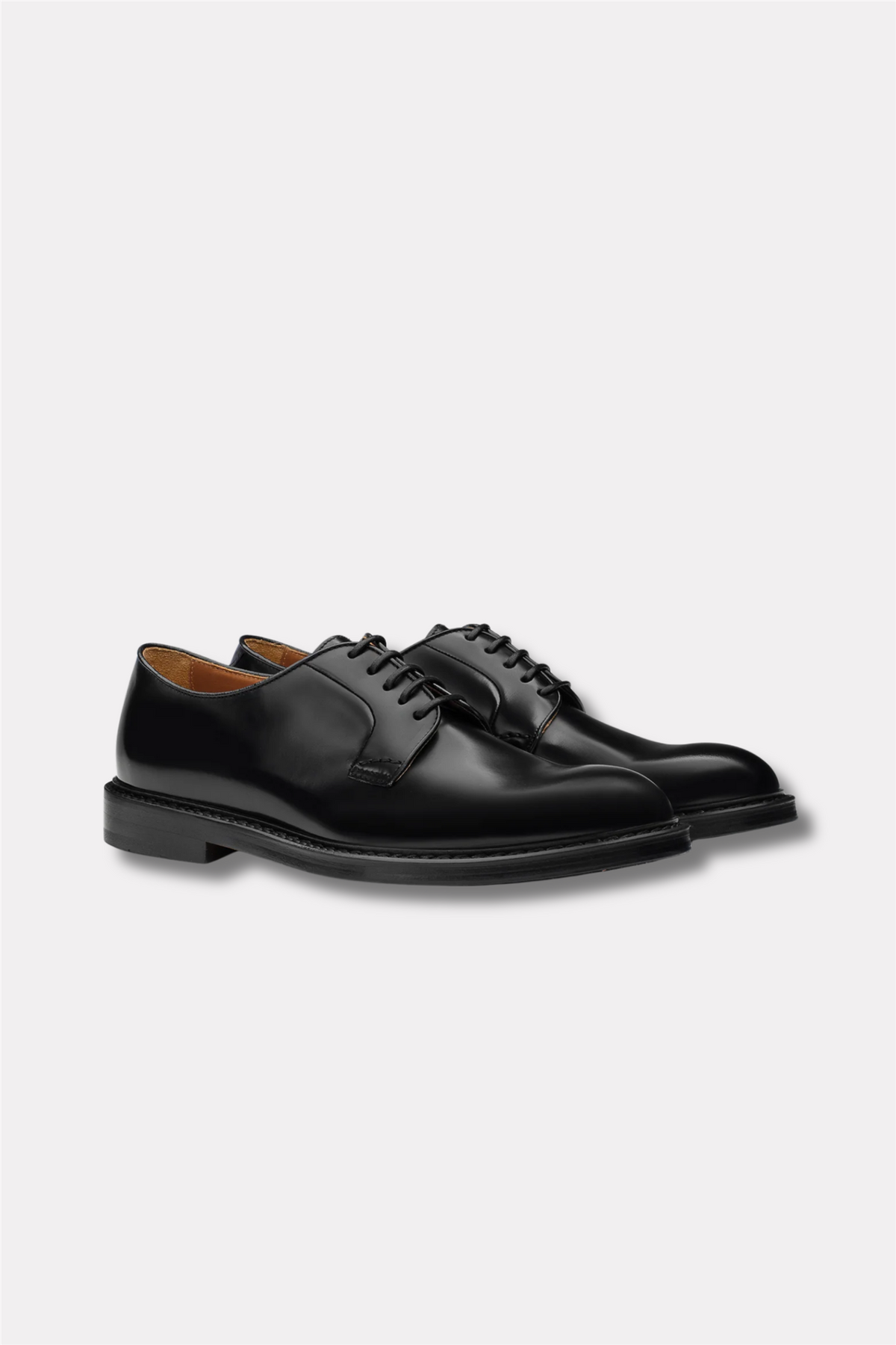 Black Leather Derby Lace-Up