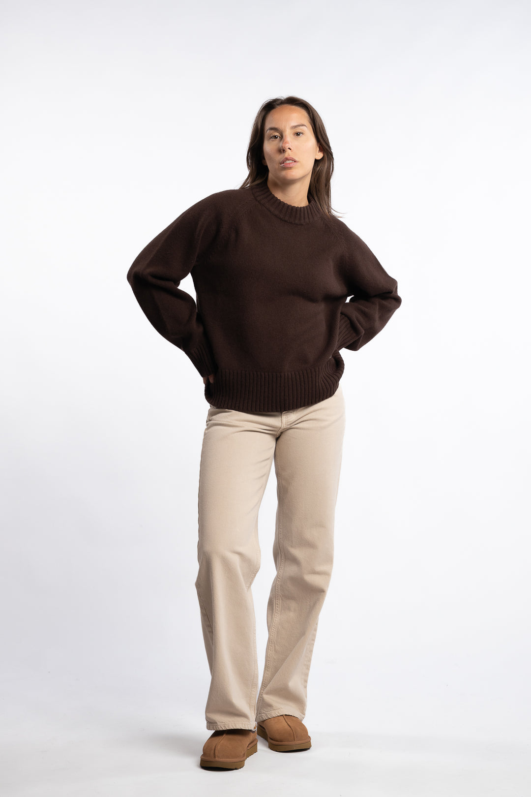 W. Wool Crew - Dk. Brown