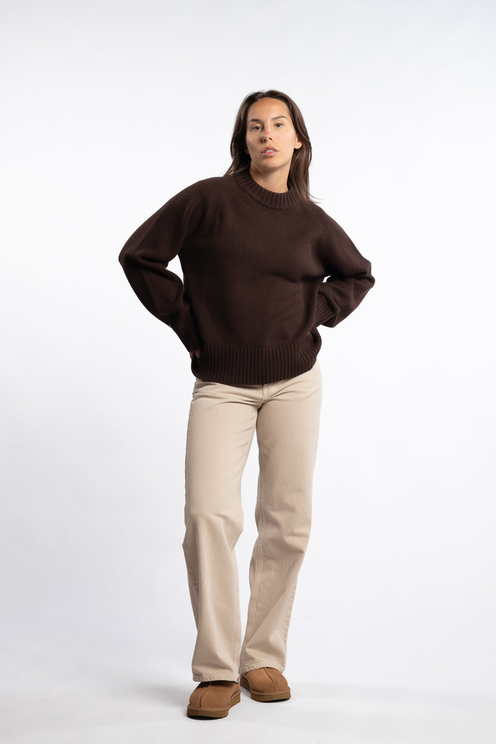 W. Wool Crew - Dk. Brown