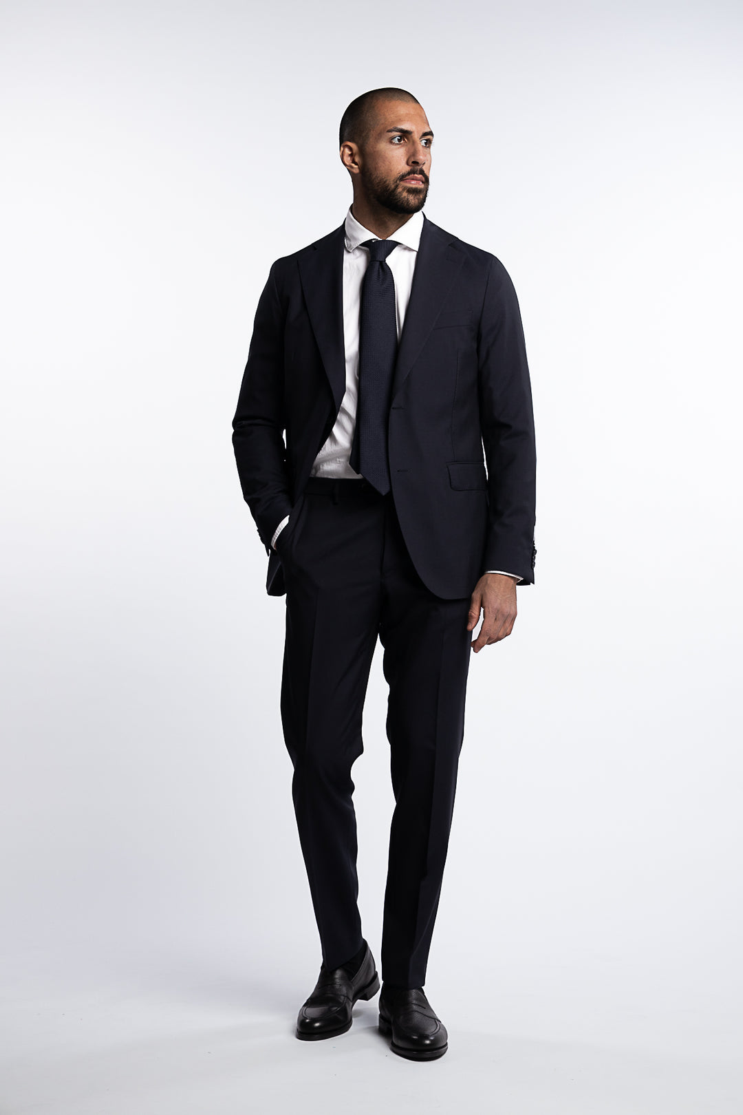 Denz Slim Fit Wool Trousers Dark Navy