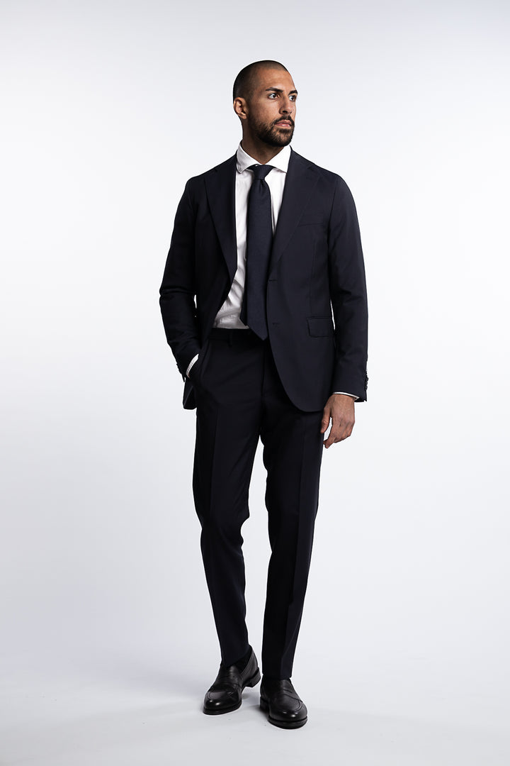 Denz Slim Fit Wool Trousers Dark Navy