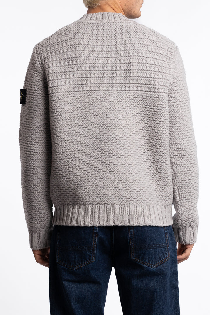 5100054 Pure Wool Mock Neck Jumper Pearl Grey