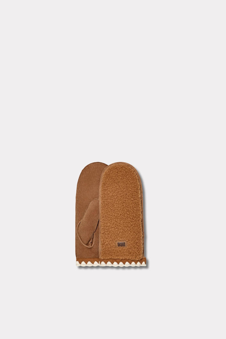 Women's UGGfluff Scalloped Mitten- Chestnut