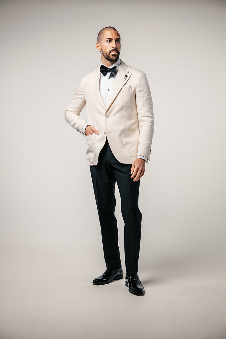Cotton/Linen Regular Fit Jacket Off White