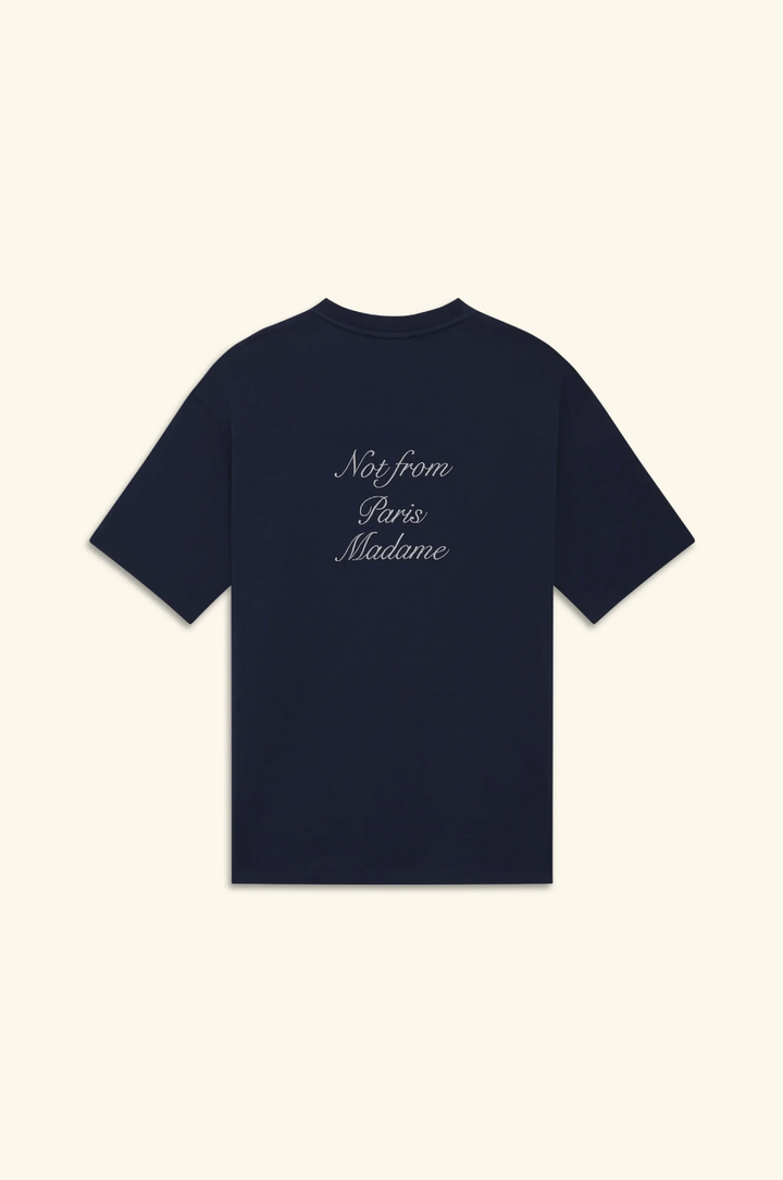 Le T-shirt Slogan Calligraphy Navy