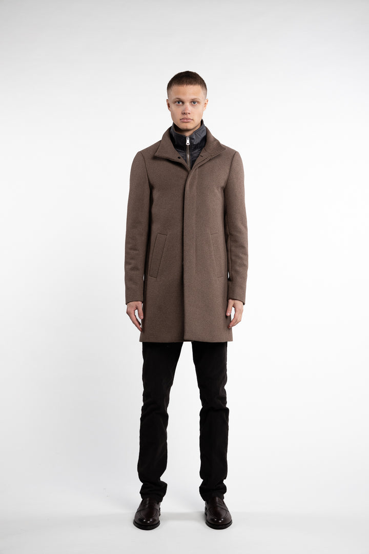 Harvey Classic Wool Coat Walnut