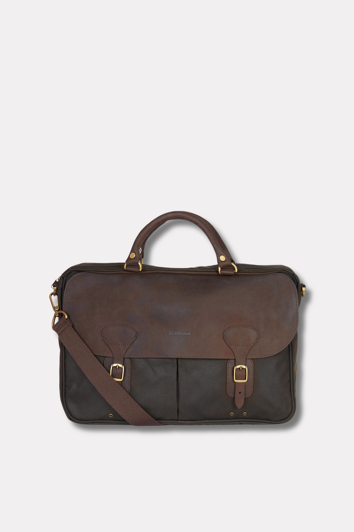 Wax Leather Briefcase Olive