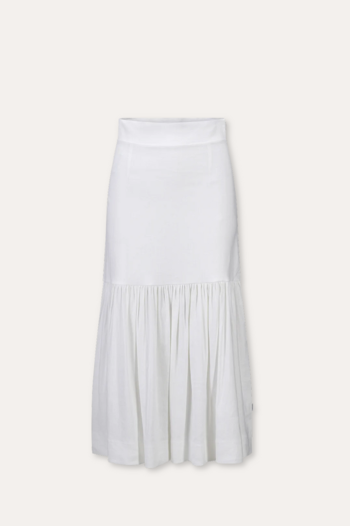 Lill Strech Linen Skirt White