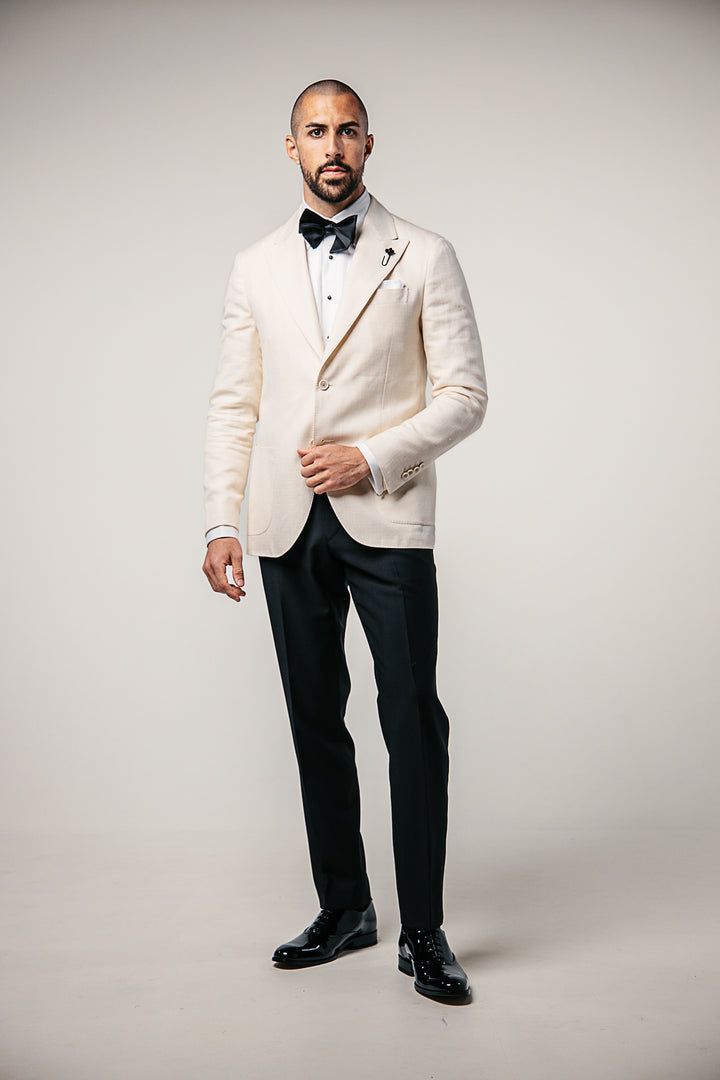 Cotton/Linen Regular Fit Jacket Off White