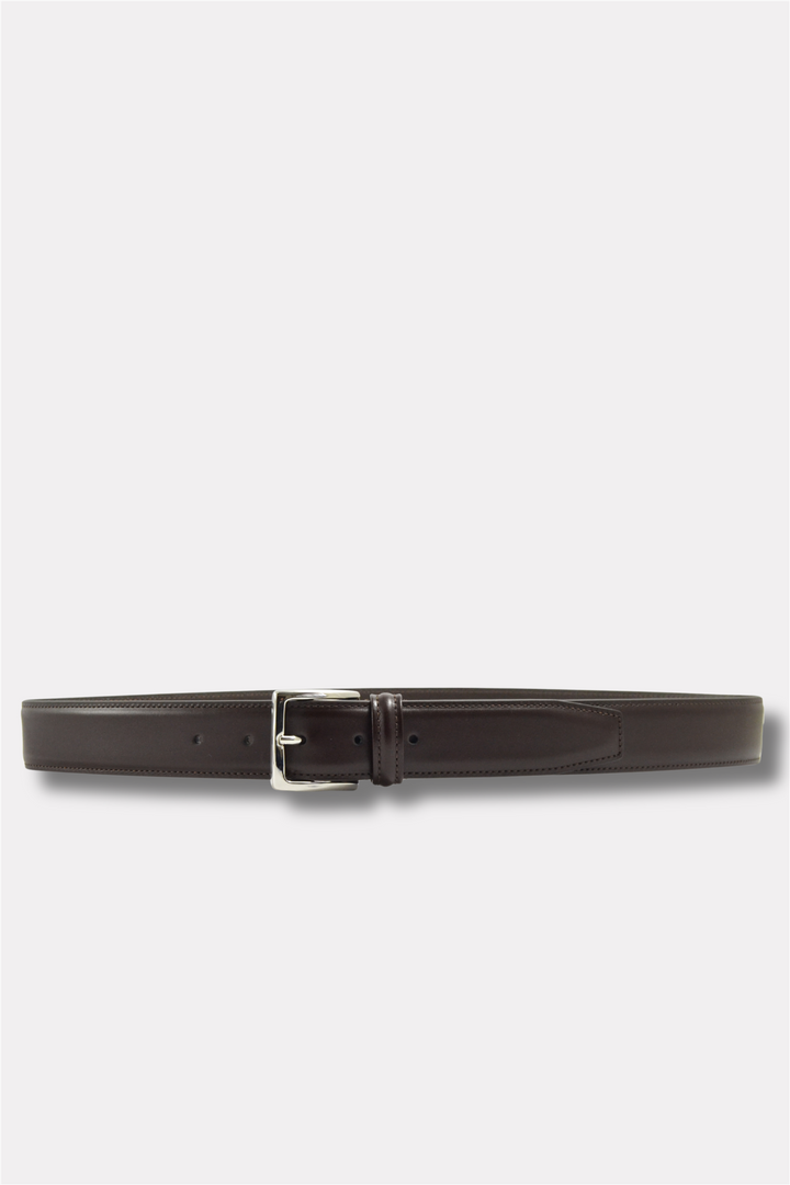 Classic Stitched Leather Belt Dark Brown 3,5 cm