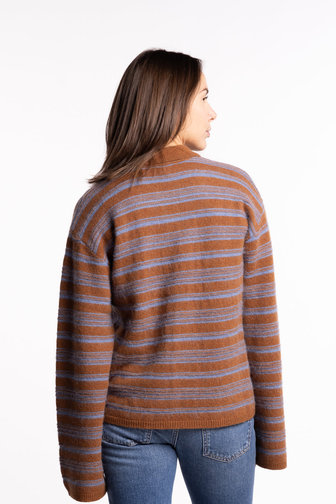 Olivia Wool Polo - Brown Stripe