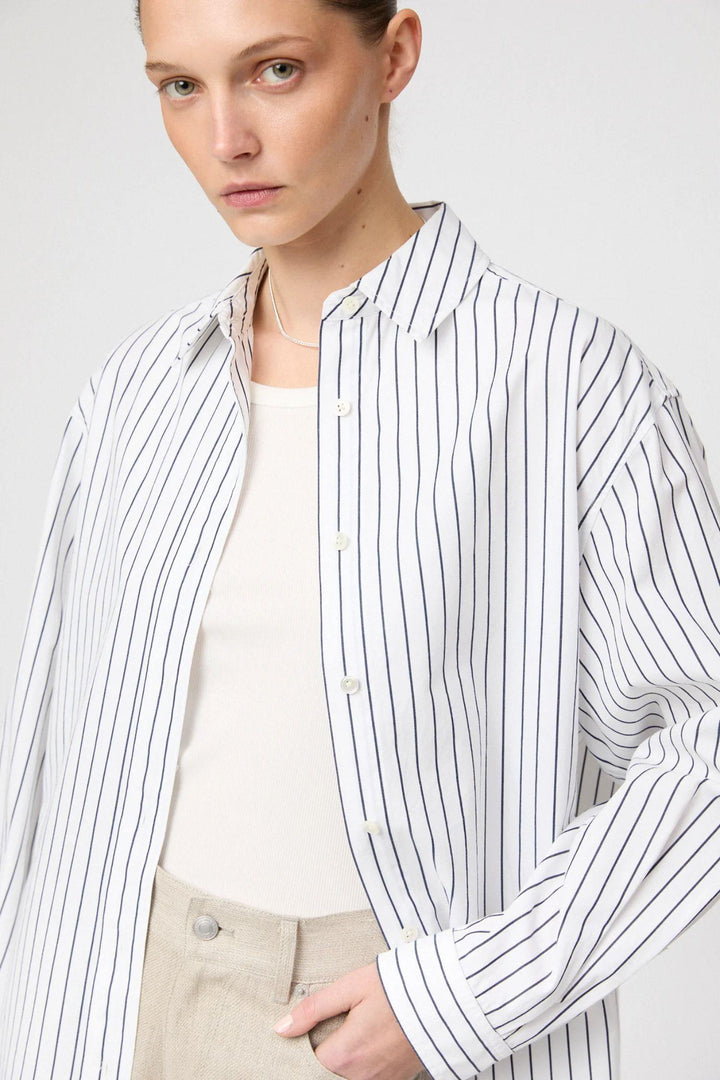 Poplin Workwear- Black White Stripe