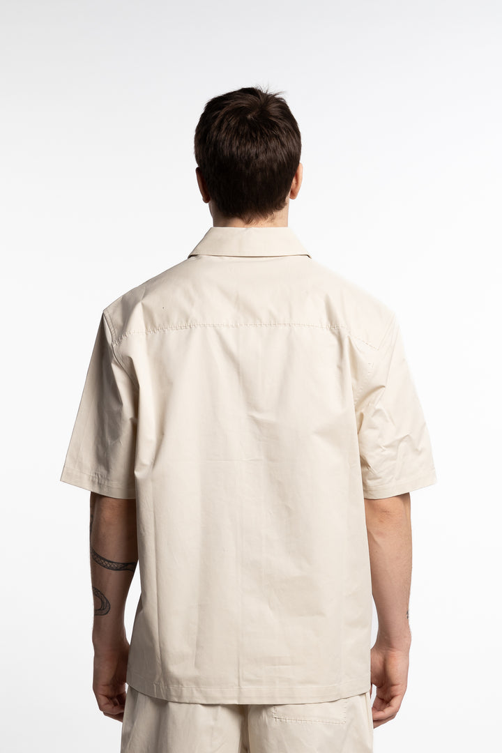 Stitch Embroidered Shirt Pale Beige