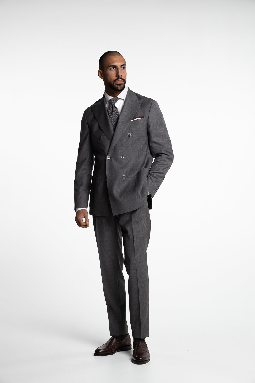Prato Pleated Tropical Wool Trousers Grey