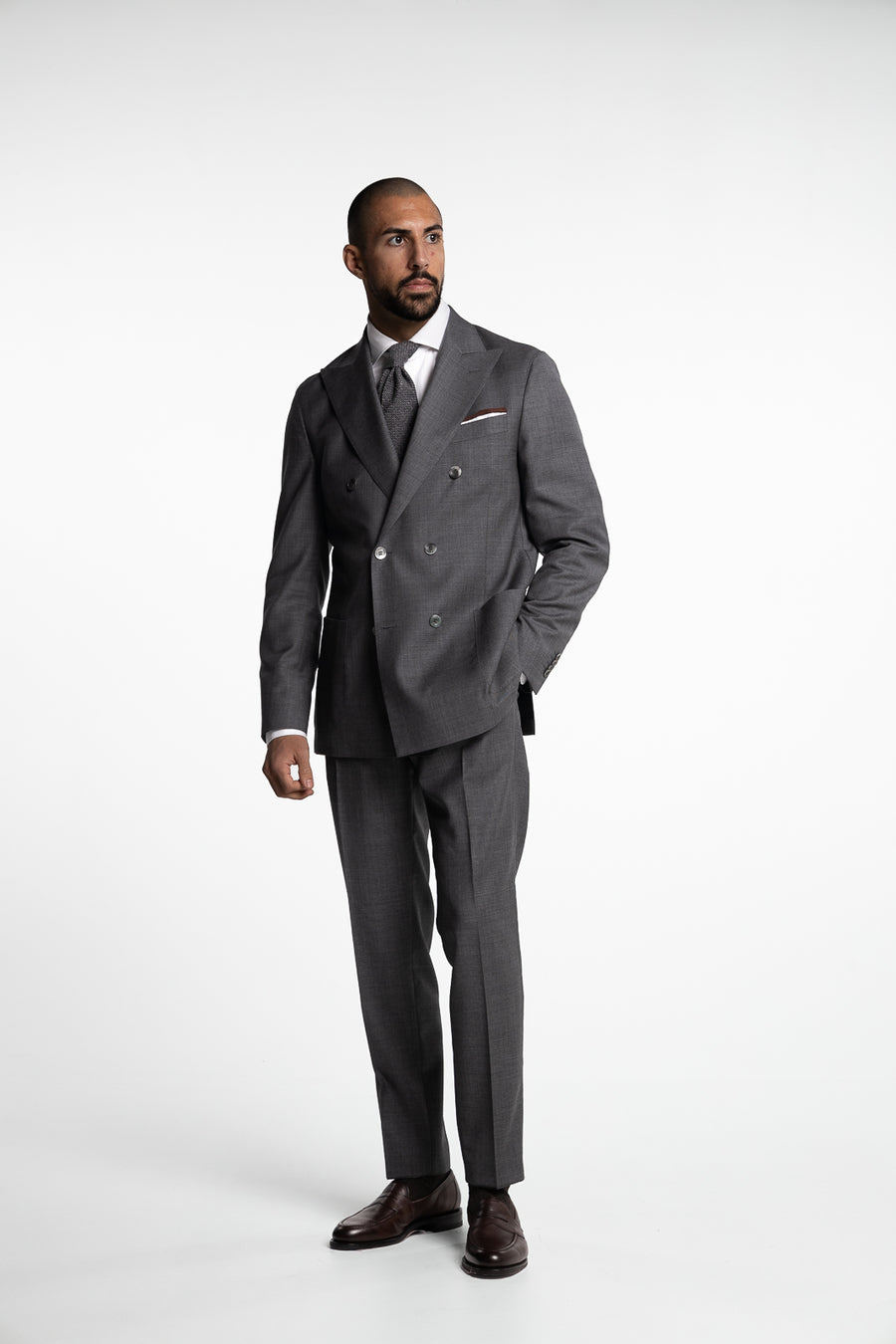 Prato Pleated Tropical Wool Trousers Grey