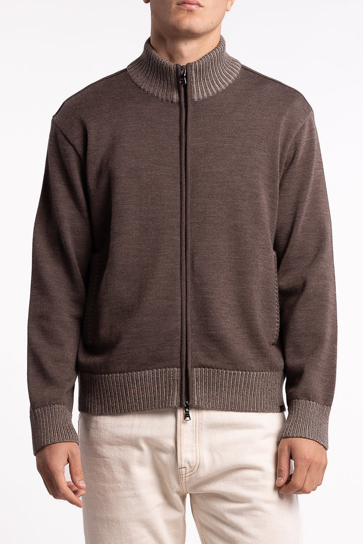 Shark Tag Soft Cool Touch Wool Full Zip Brown