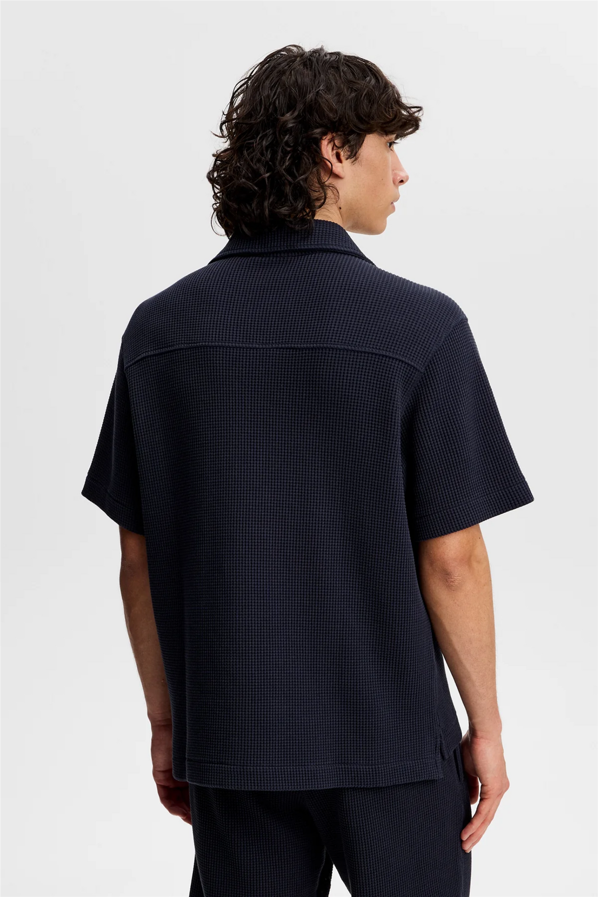 Theron Waffle Shirt Navy