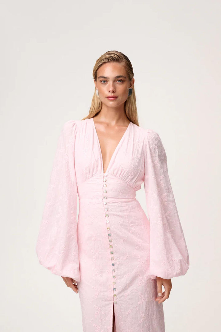 Positano Dress- Pink Embroidery