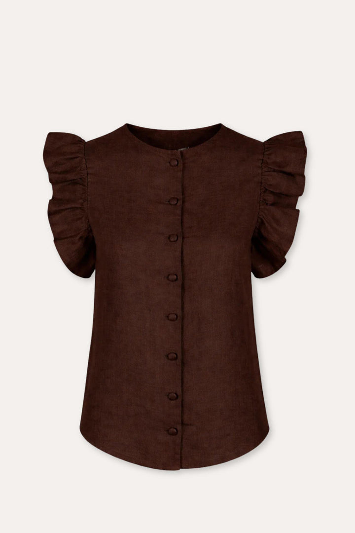 Pauline Linen Shirt Dark Brown