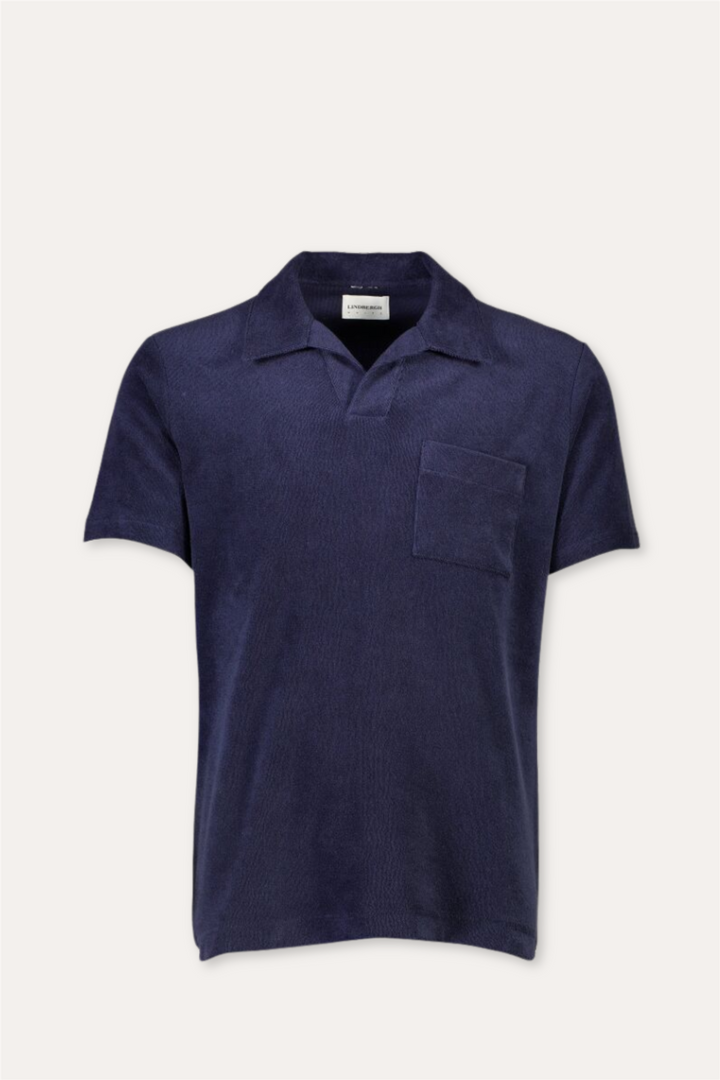 Towel V-Neck Polo S/S Navy