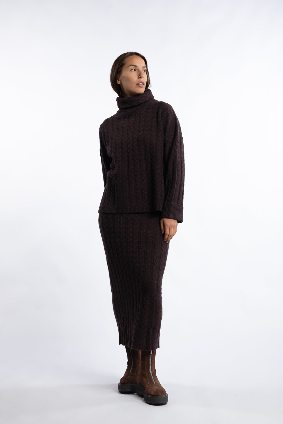 Valencia Merino Skirt- Dark brown