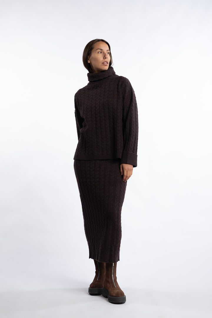 Valencia Merino Skirt- Dark brown