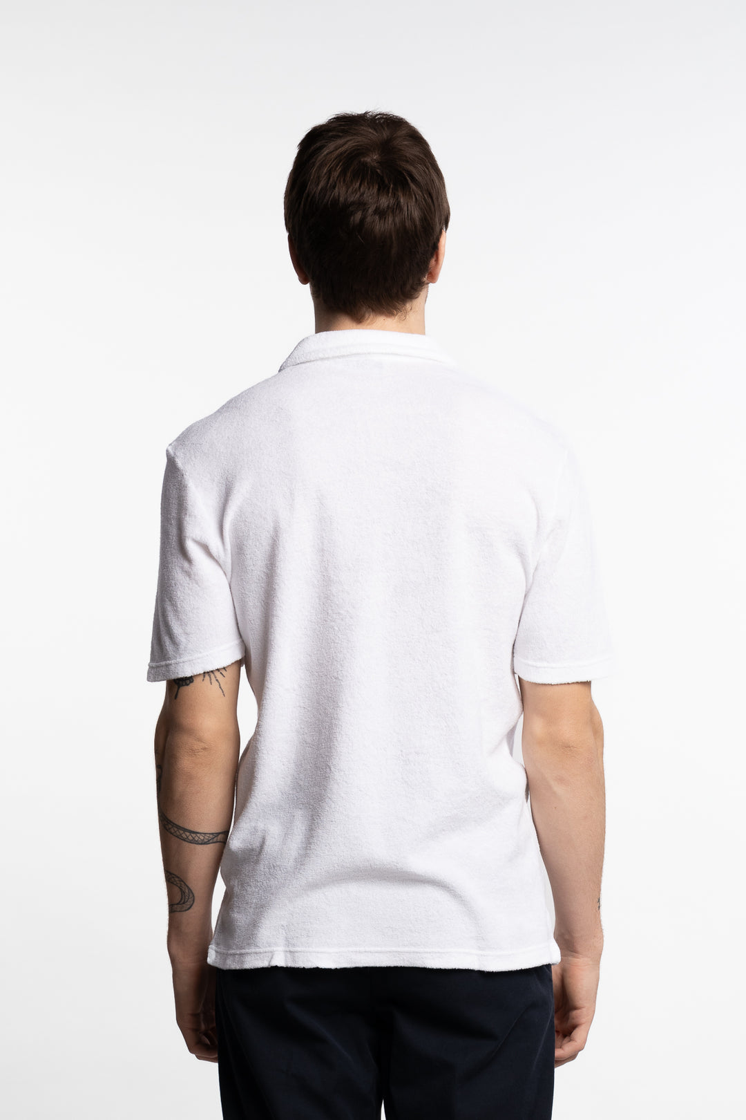 Terrycloth Polo T-Shirt Short Sleeve White