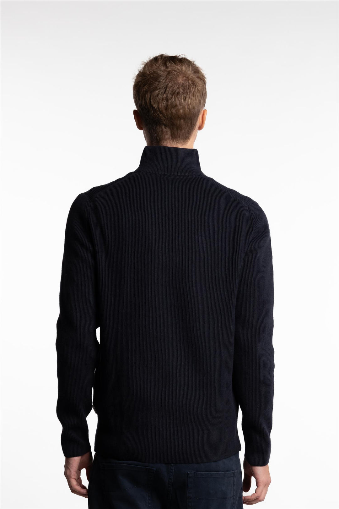 Half Zip Rib Knit Navy