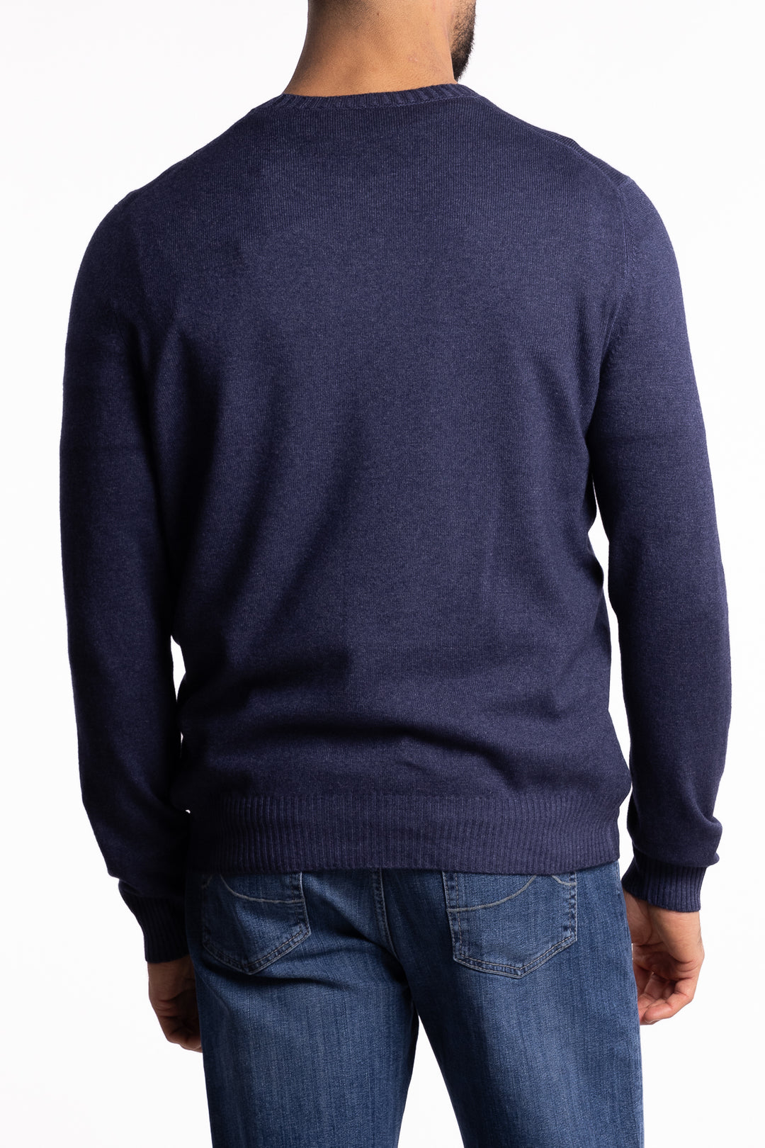 Wool/Cashmere Washed Crewneck Blue