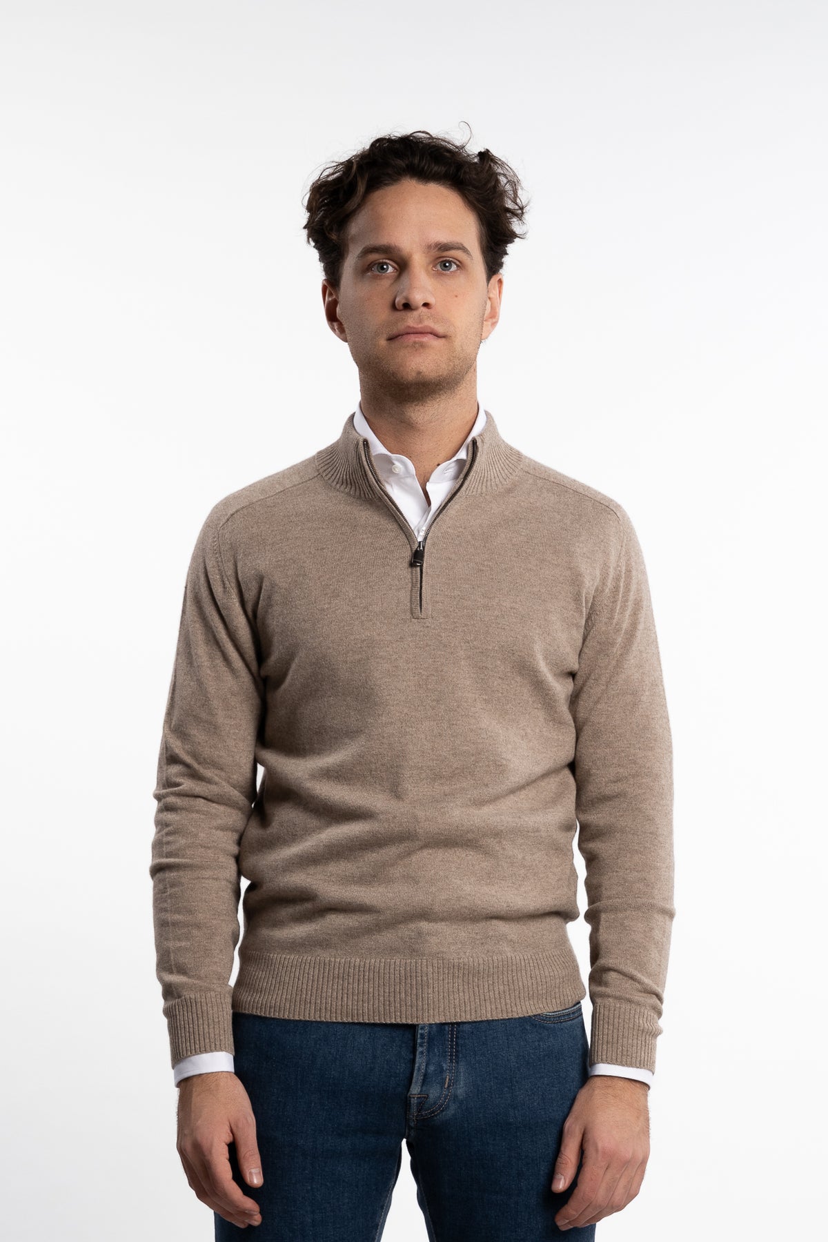 Cashmere Half-Zip Naturale