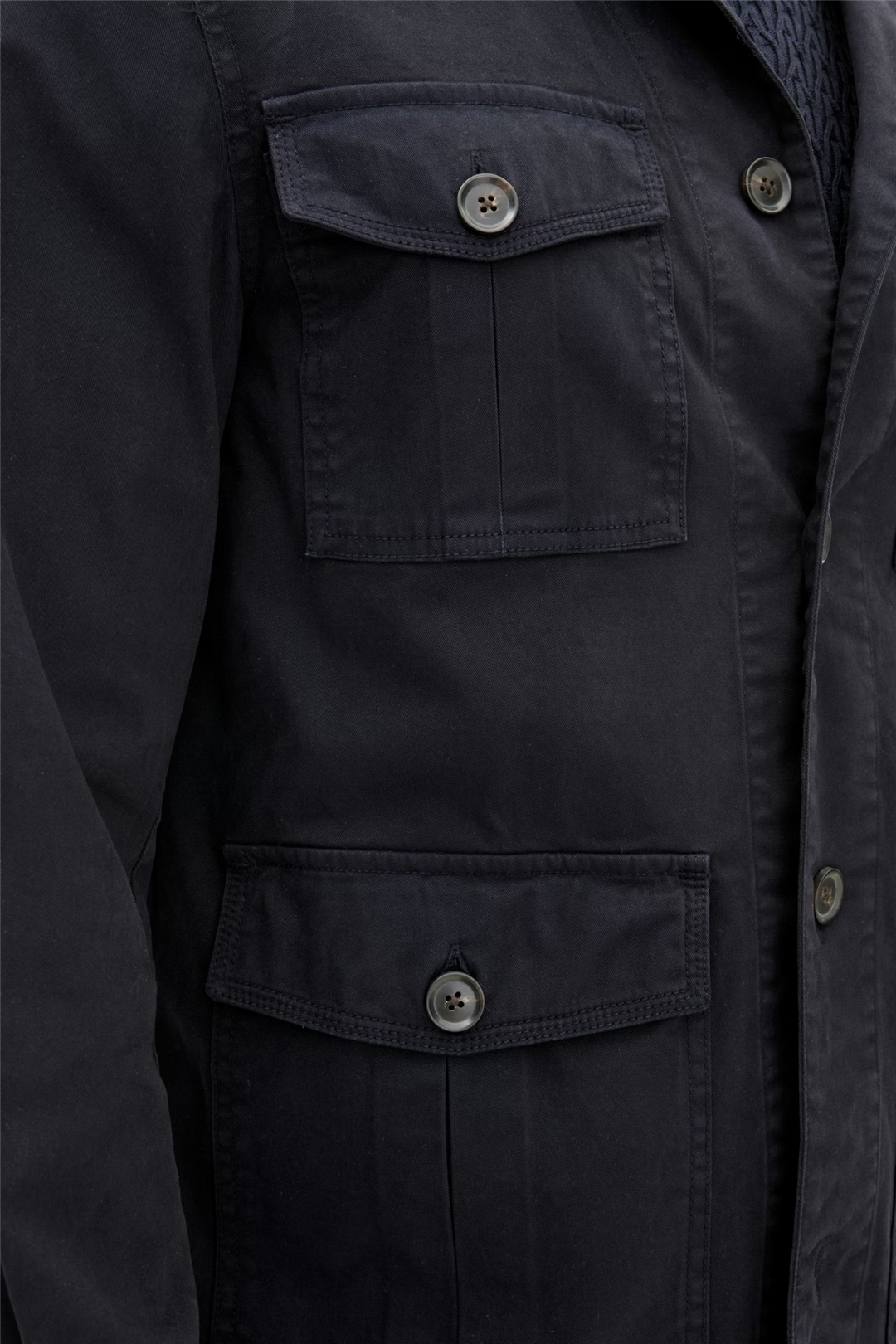 Regular Fit Safari Overshirt Bomullstwill Navy
