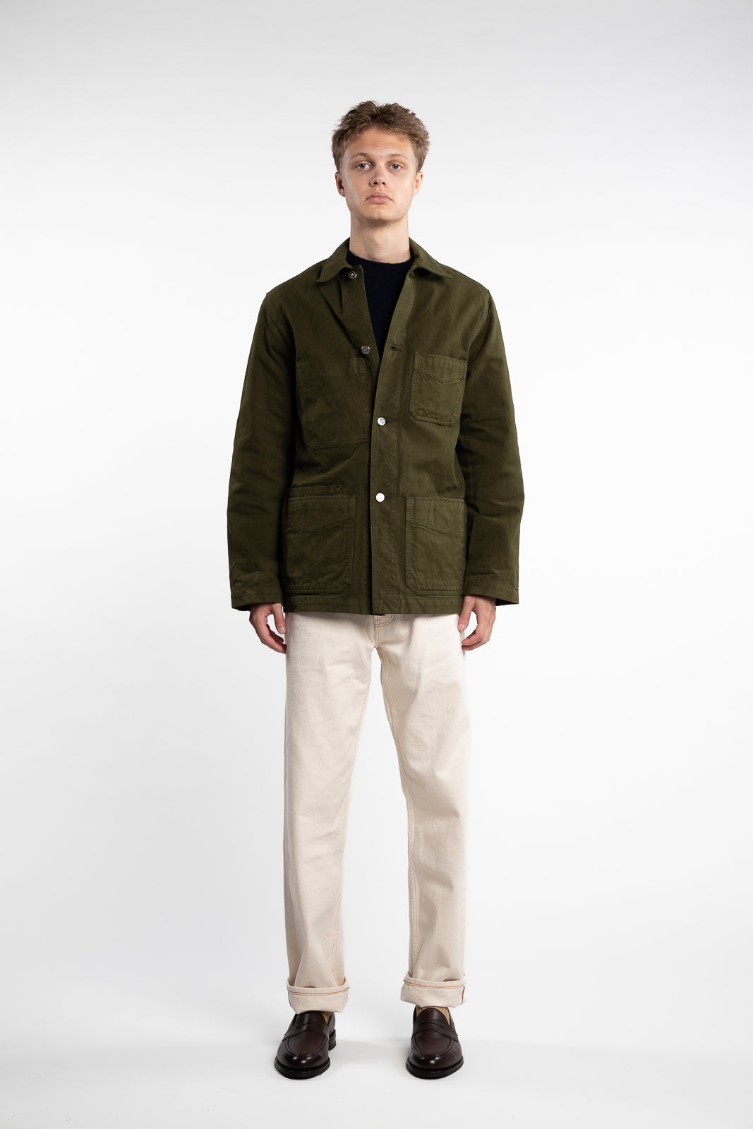 Cotton Duck Canvas Five-Pocket Chore Jacket Olive