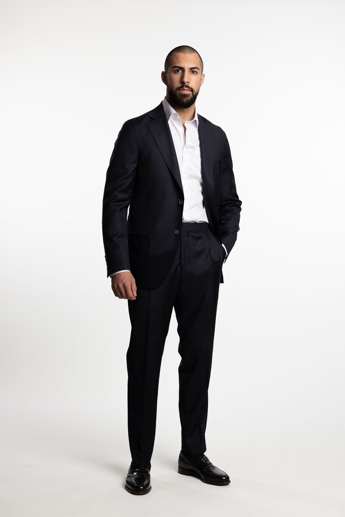 Palermo Slim Fit Wool Trousers Ink Blue