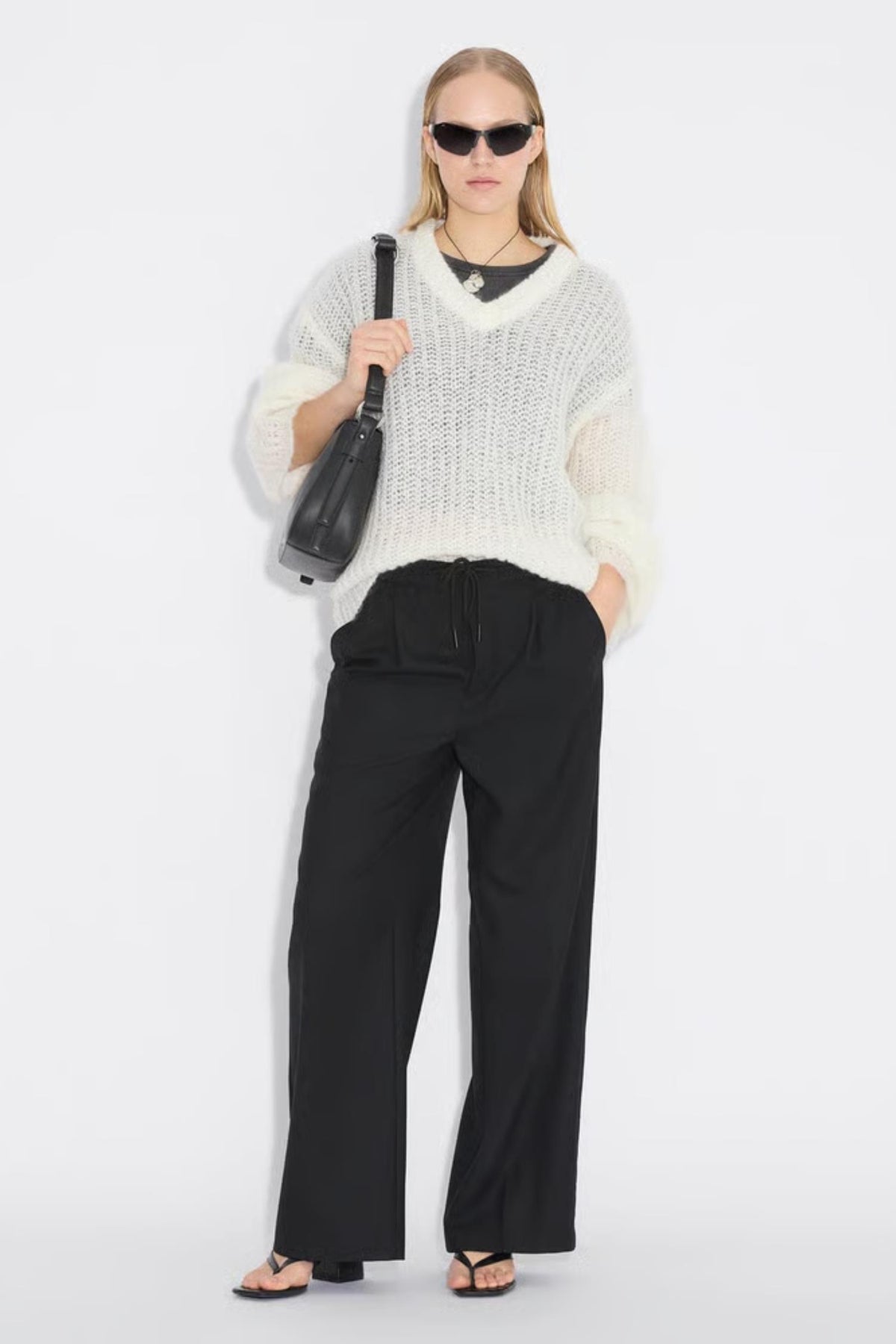 Boxy Mohair V Neck - Ecru