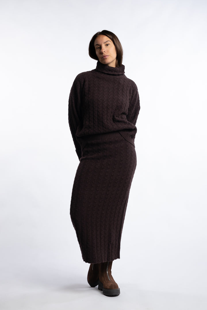 Valencia Merino Skirt- Dark brown