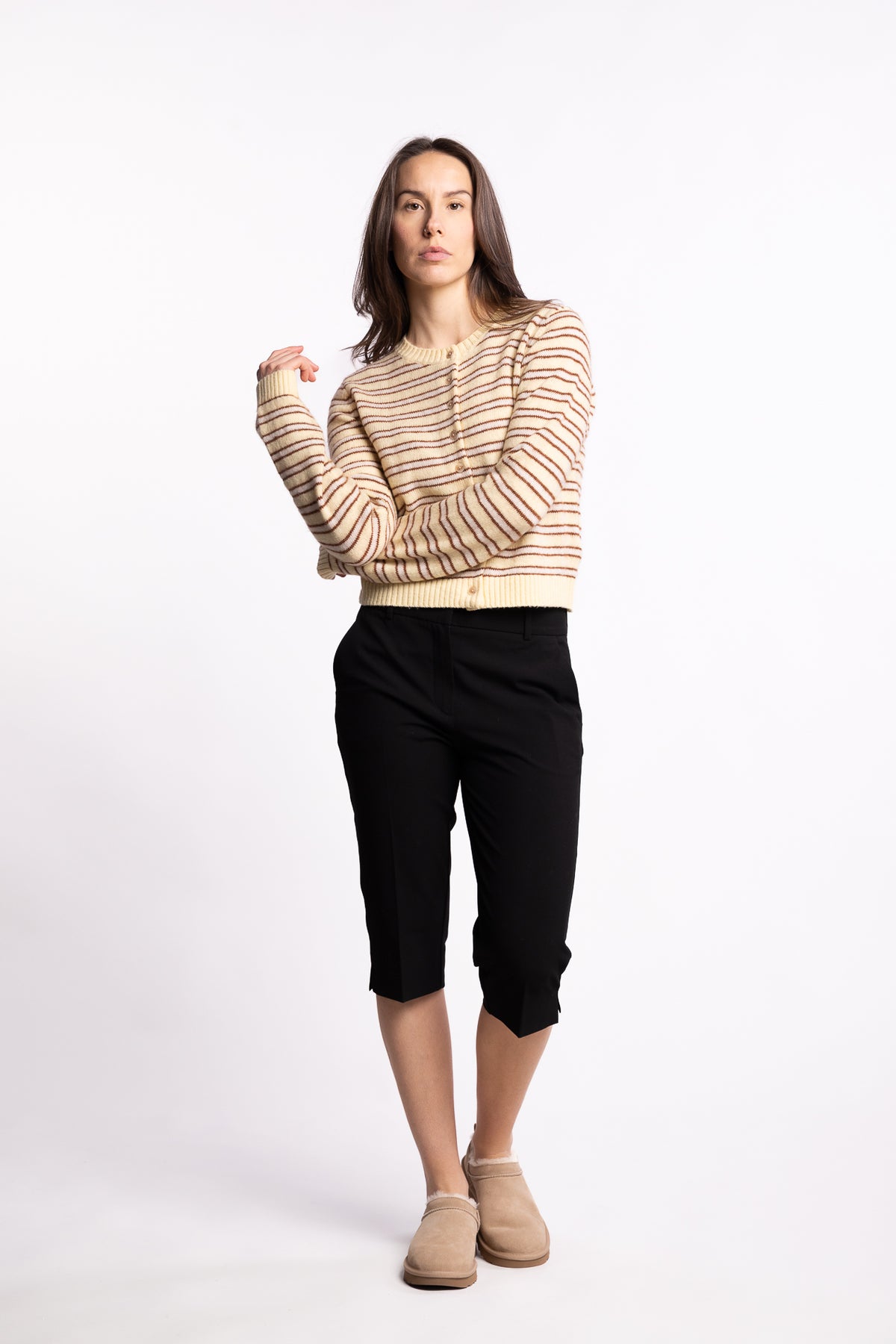 Stripe Wool Cardigan- Lt Yellow Stripe