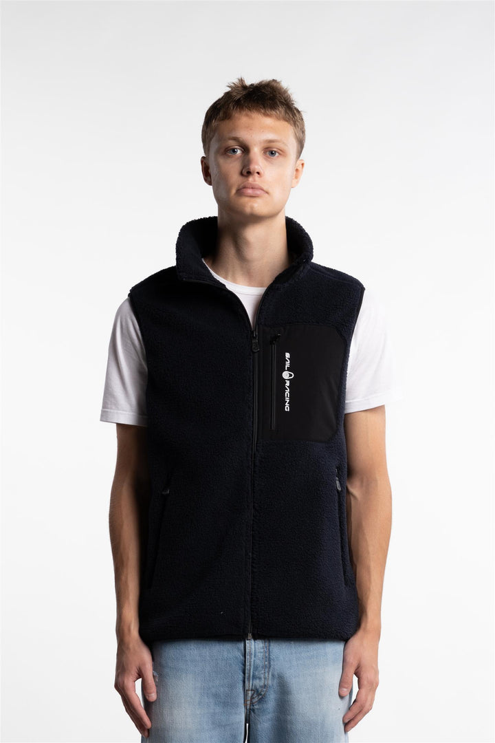 Bowman Pile Zip Vest Dark Navy