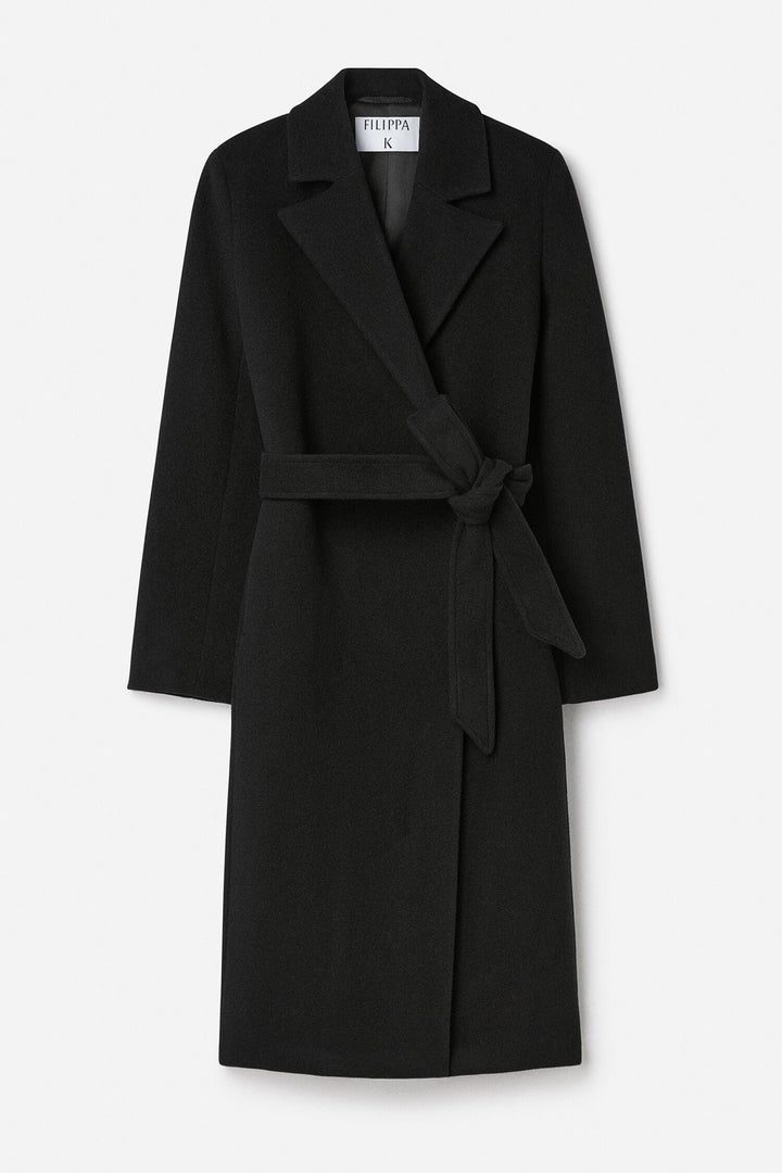 Charlotte Wool Belted Coat- Black