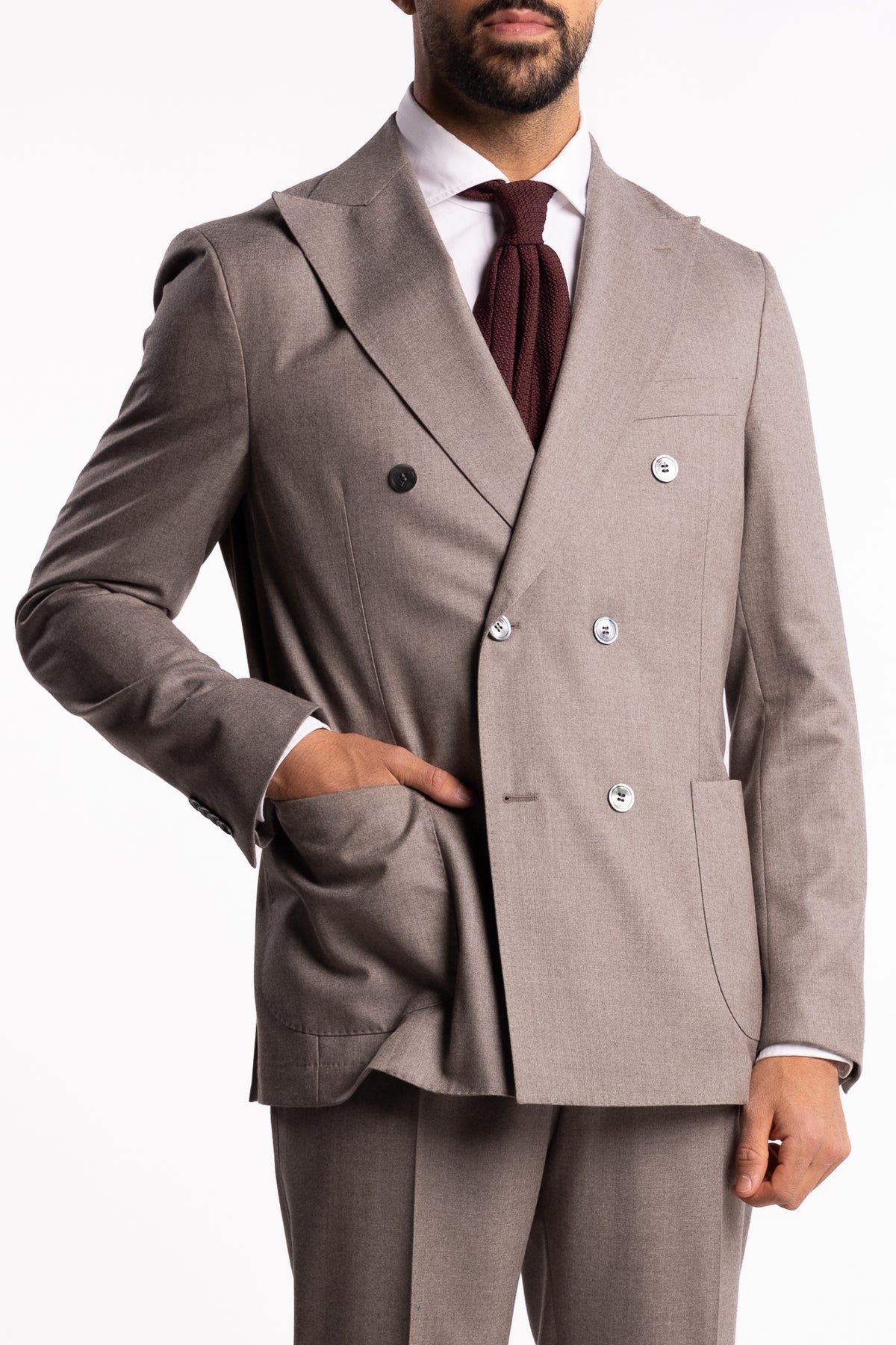 Vicenza DB Flannel Blazer Beige Melange