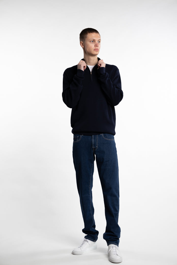 Oscar Half-Zip Knitted Jumper Navy