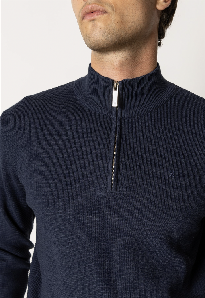 Oscar Half-Zip Knitted Jumper Navy