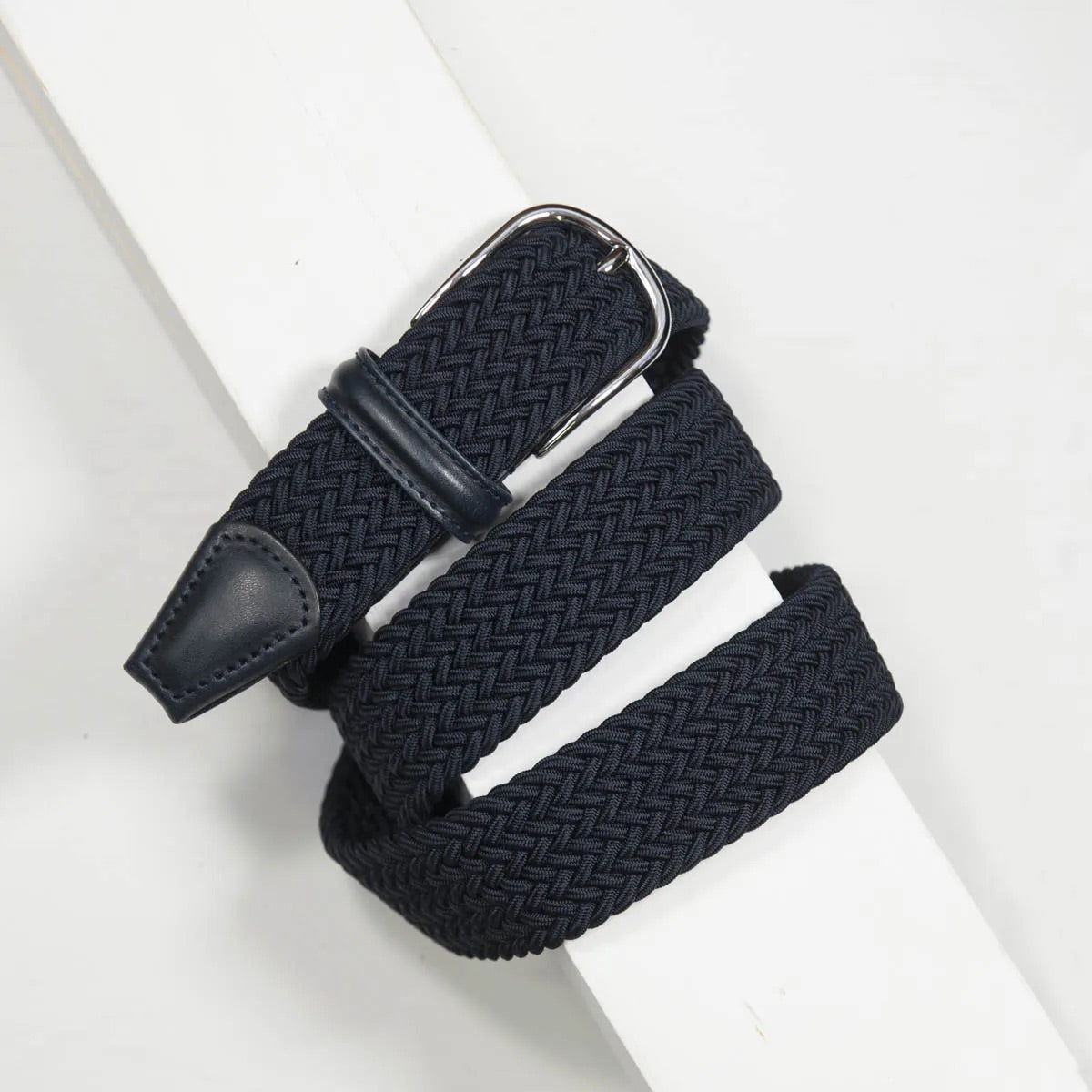 Classic Elastic Woven Belt Navy 3,5 cm