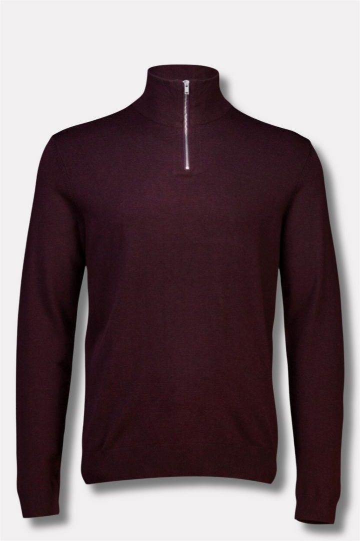 Ecovero Half-Zip Knit Black Cherry Mel