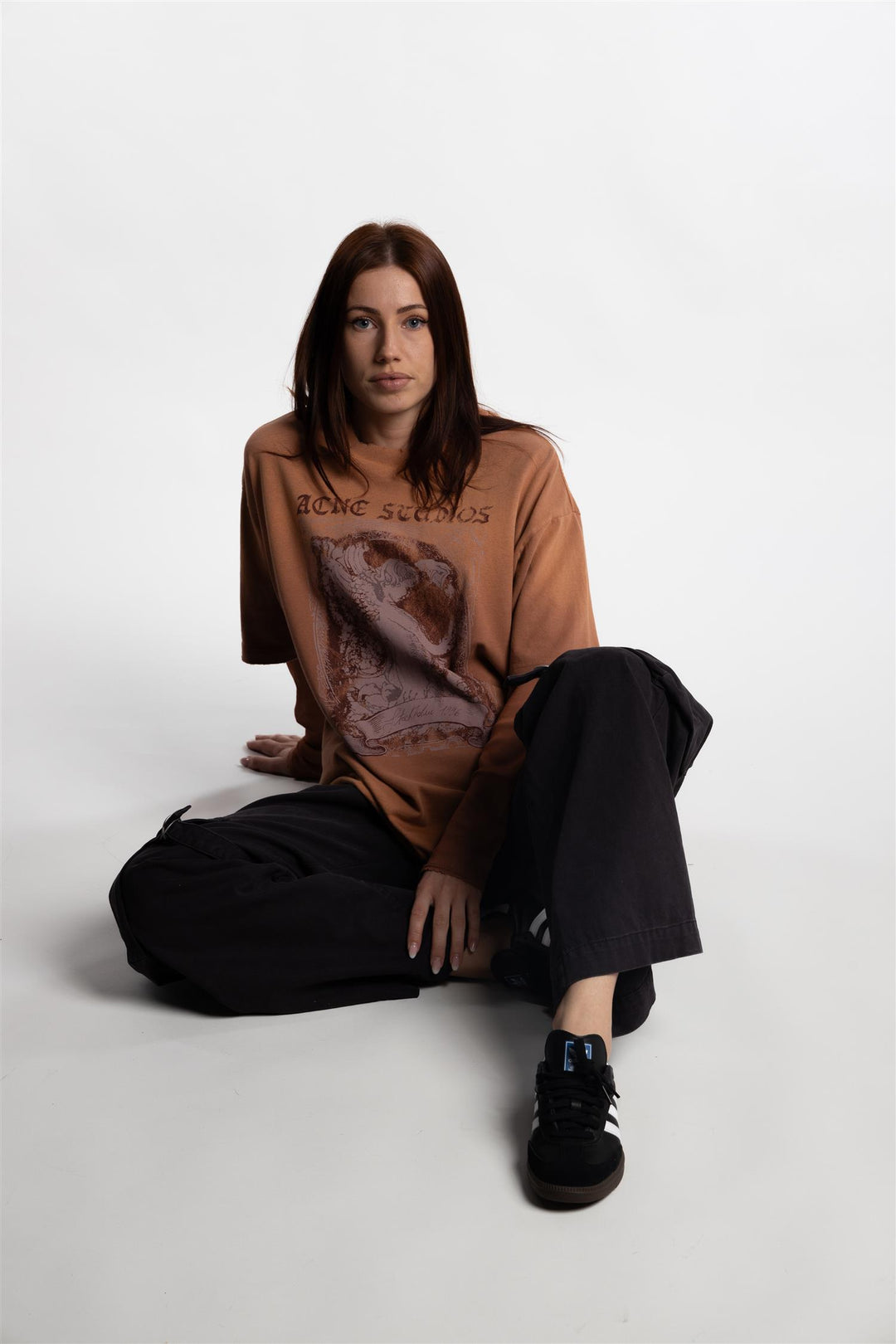 Layered Print T-shirt- Rust red