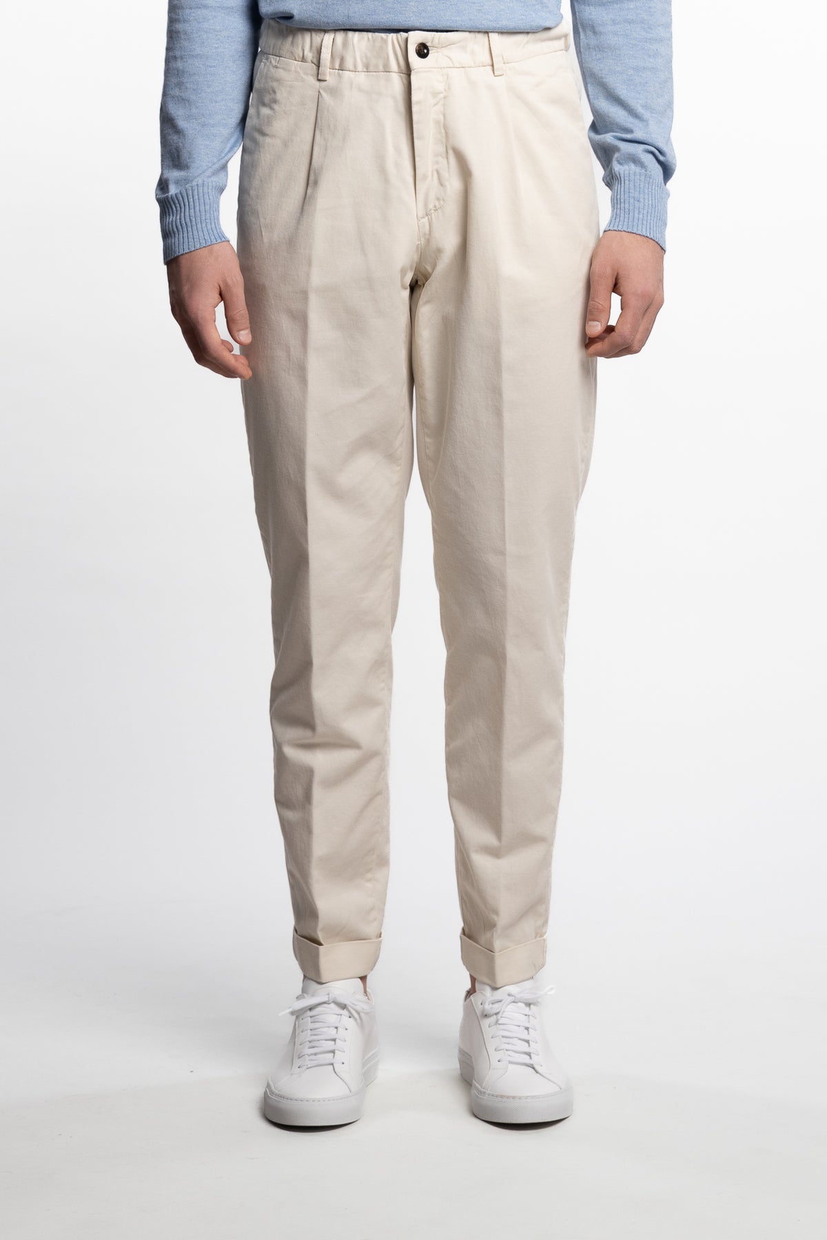 Capri Pleated Cotton/Linen Pant Beige