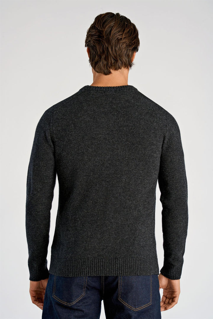 Lambswool O-Neck Knit Charcoal
