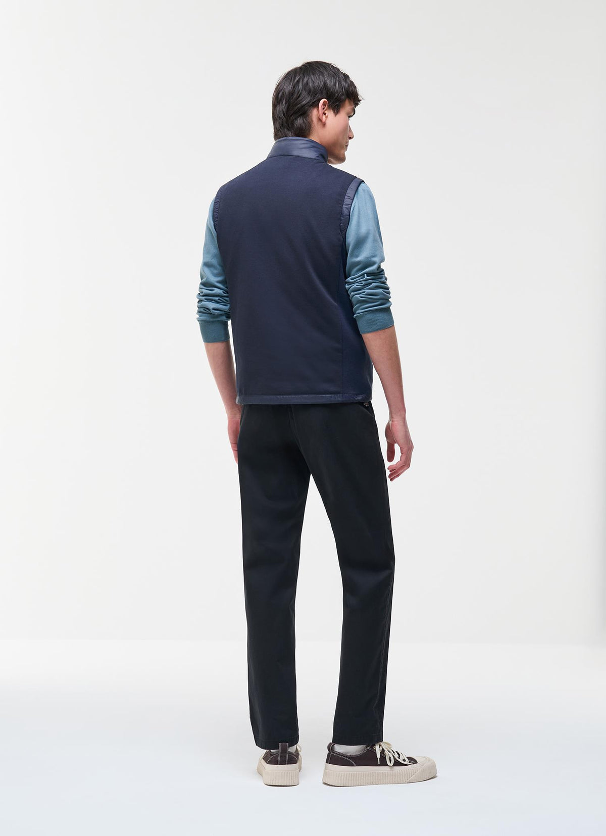 Vest With Knit Inserts Navy