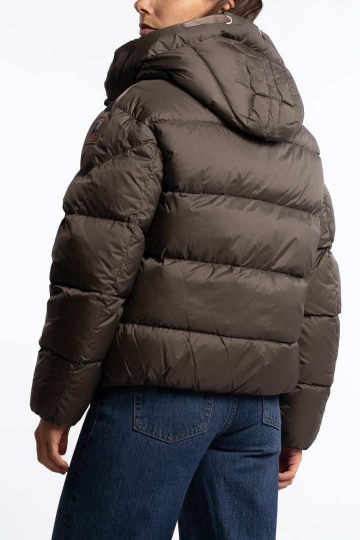 Tilly Hooded Down Jacket - Olive Grey